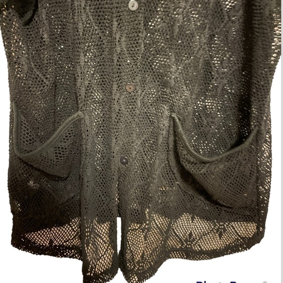 Madalana White and Black Eyelet Full Button Cover Up - Picture 14 of 14